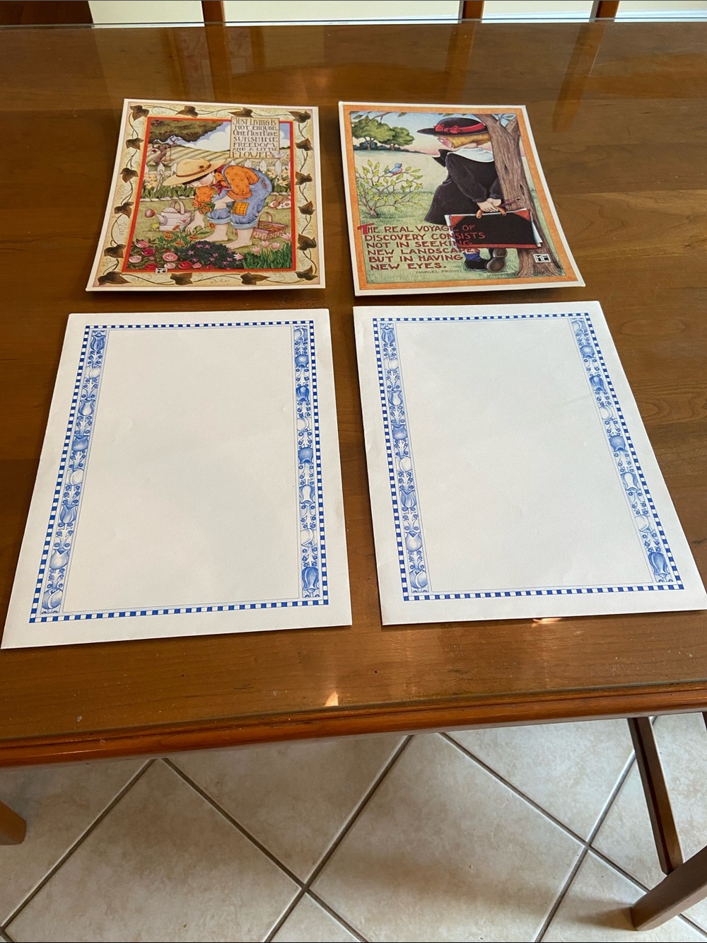 Two Vintage Mary Engelbreit Cards or Wall Decor. Cheerful and Bright.